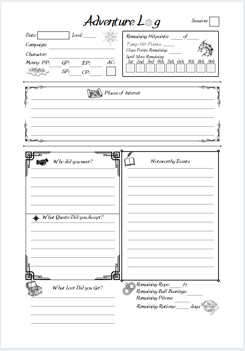 Adventure Log Notebook Template For Print